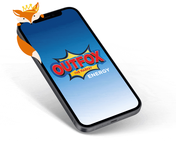 Mobile phone with Outfox the Market logo showing